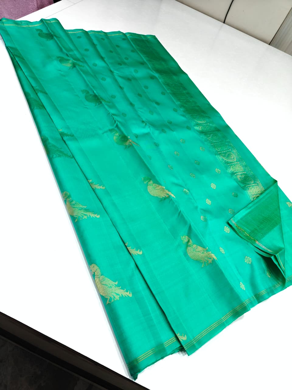 Emerald Green Zari Border Silk Saree